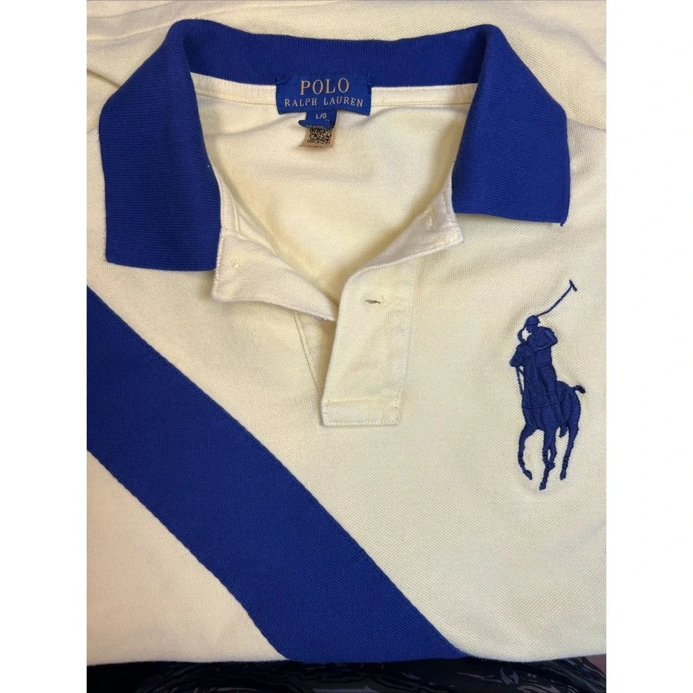 Polo Ralph Lauren Big Pony Number 2 Boys L Fits Men's XS Diagonal Stripe Patch